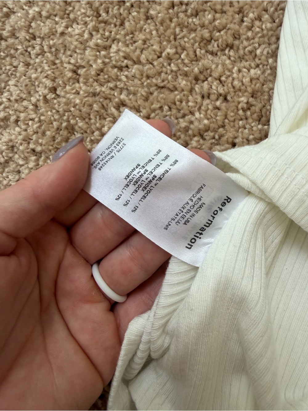 Reformation Ivory Ribbed Square-Neck Tank - Picture 5 of 5